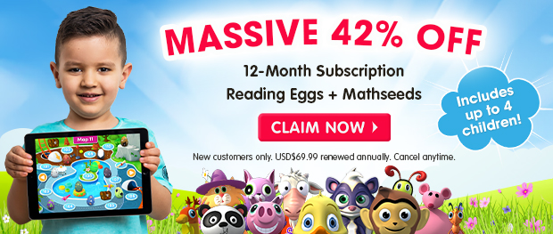 Massive 42% OFF Reading Eggs and Mathseeds 12-month subscription.
